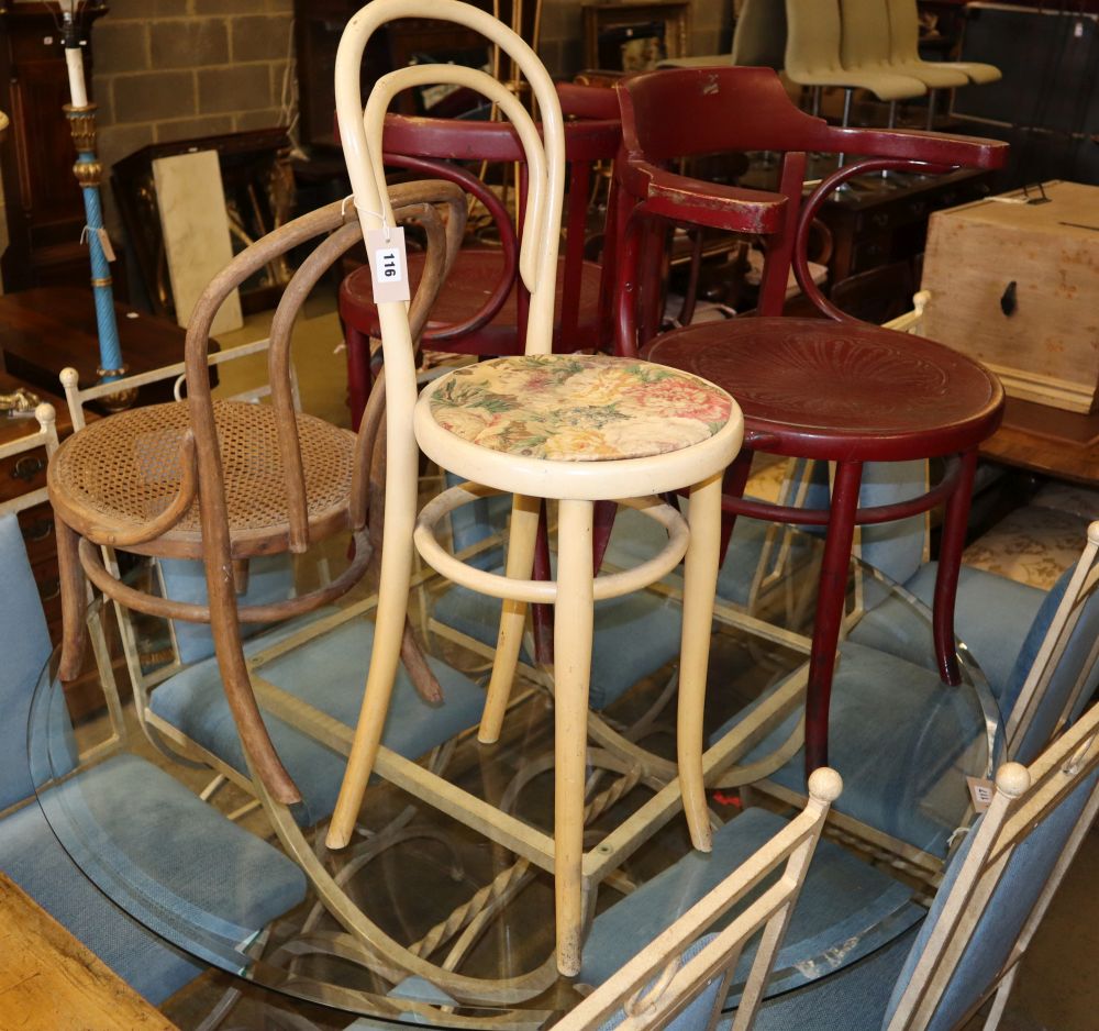 Four various bentwood chairs